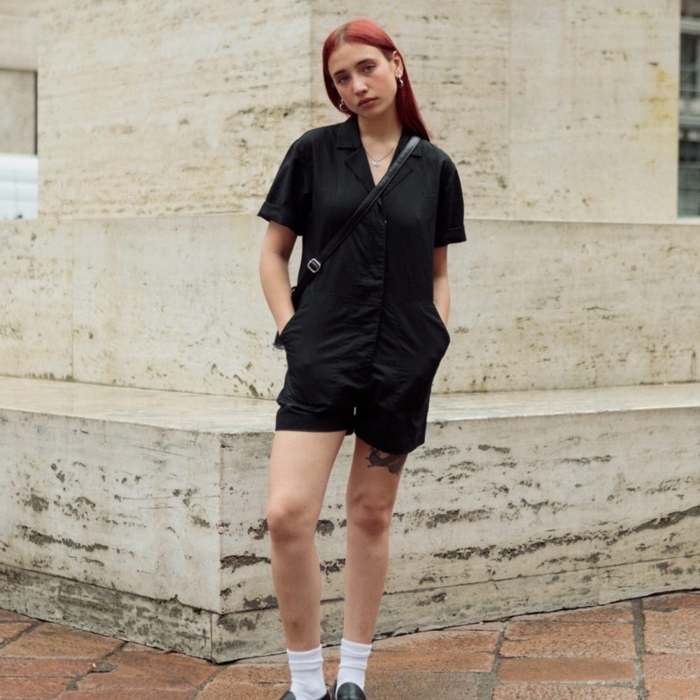 UNIQLO LINEN BLEND SHORT SLEEVE ROMPER Size Small